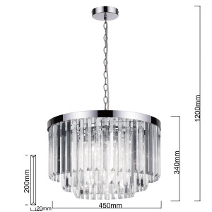 Lampa wisząca Vetro 5 srebrna 5xE14