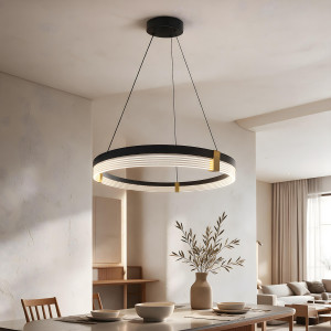 Lampa wisząca Plum Triangle 80 cm czarno-transparentna LED CCT