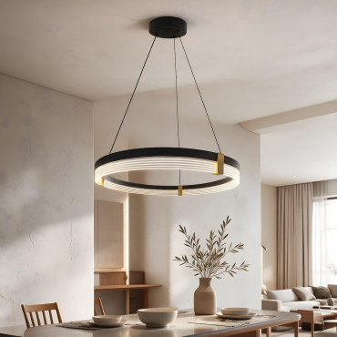 Lampa wisząca Plum Triangle 80 cm czarno-transparentna LED CCT