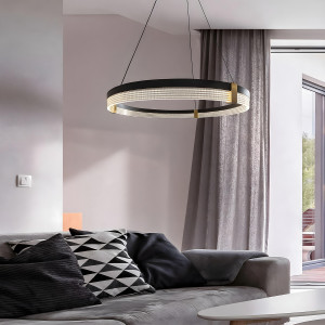 Lampa wisząca Plum Triangle 80 cm czarno-transparentna LED CCT
