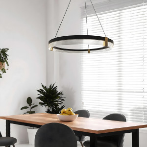 Lampa wisząca Plum Triangle 80 cm czarno-transparentna LED CCT