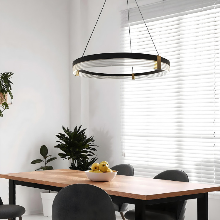 Lampa wisząca Plum Triangle 80 cm czarno-transparentna LED CCT - 15848