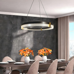 Lampa wisząca Plum Triangle 80 cm czarno-transparentna LED CCT