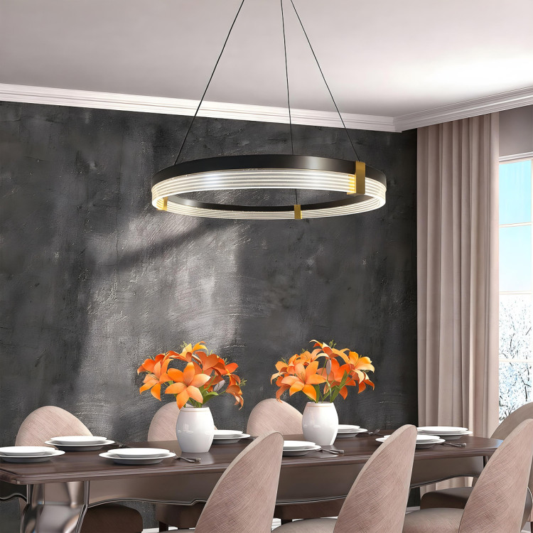 Lampa wisząca Plum Triangle 80 cm czarno-transparentna LED CCT - 15849