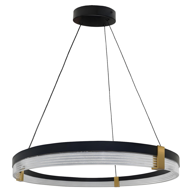 Lampa wisząca Plum Triangle 80 cm czarno-transparentna LED CCT - 15850