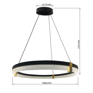 Lampa wisząca Plum Triangle 80 cm czarno-transparentna LED CCT