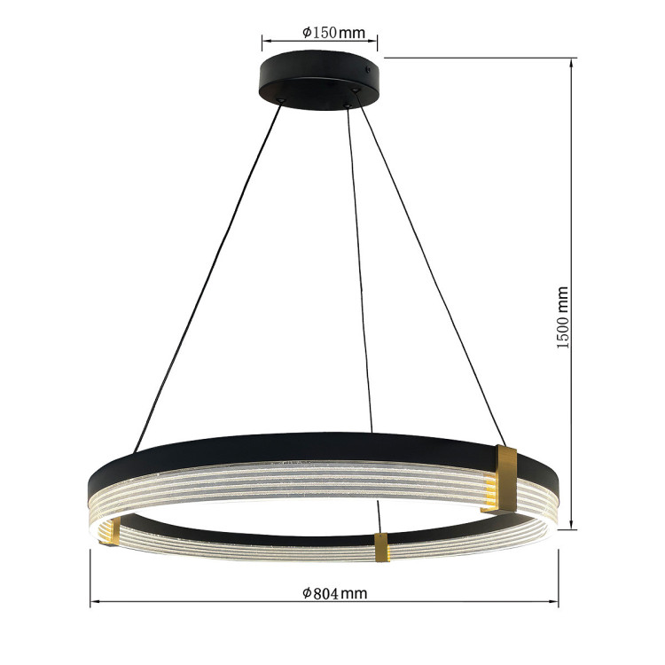Lampa wisząca Plum Triangle 80 cm czarno-transparentna LED CCT - 15857