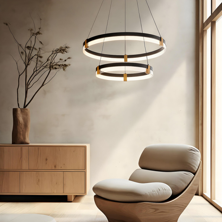 Lampa wisząca Plum 60 cm 40 cm czarno-transparentna LED CCT - 15877