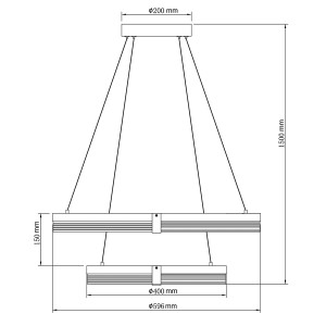 Lampa wisząca Plum 60 cm 40 cm czarno-transparentna LED CCT