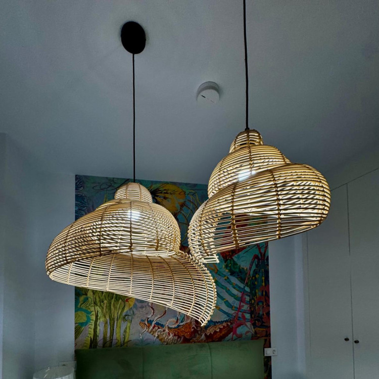 Rattanowa lampa wisząca Shella 40 cm jasne drewno 1xE27 - 16274
