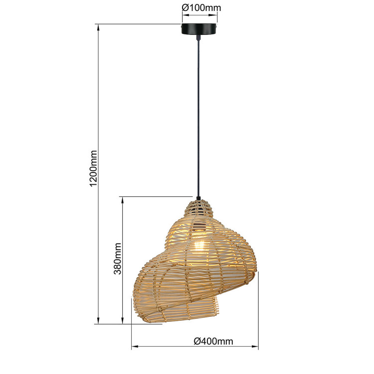 Rattanowa lampa wisząca Shella 40 cm jasne drewno 1xE27 - 16279