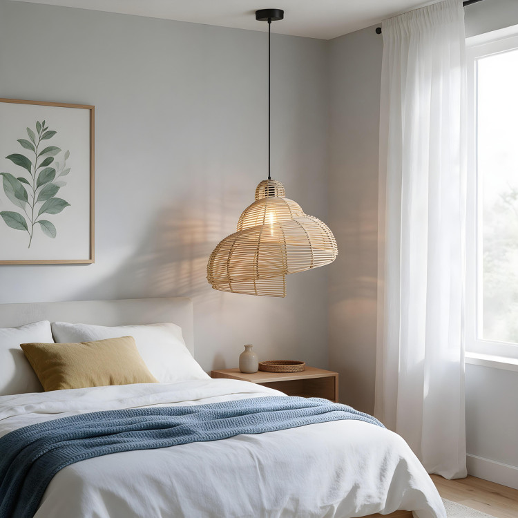 Rattanowa lampa wisząca Shella 60 cm jasne drewno 1xE27 - 16281
