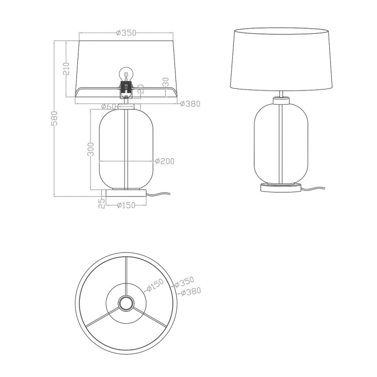 Lampa stołowa Amur dymna 1xE27 - 16345