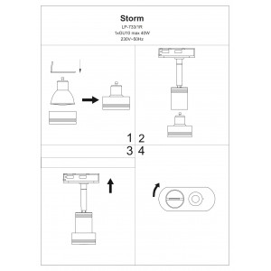 Reflektor do szynoprzewodu Storm czarny 1xGU10