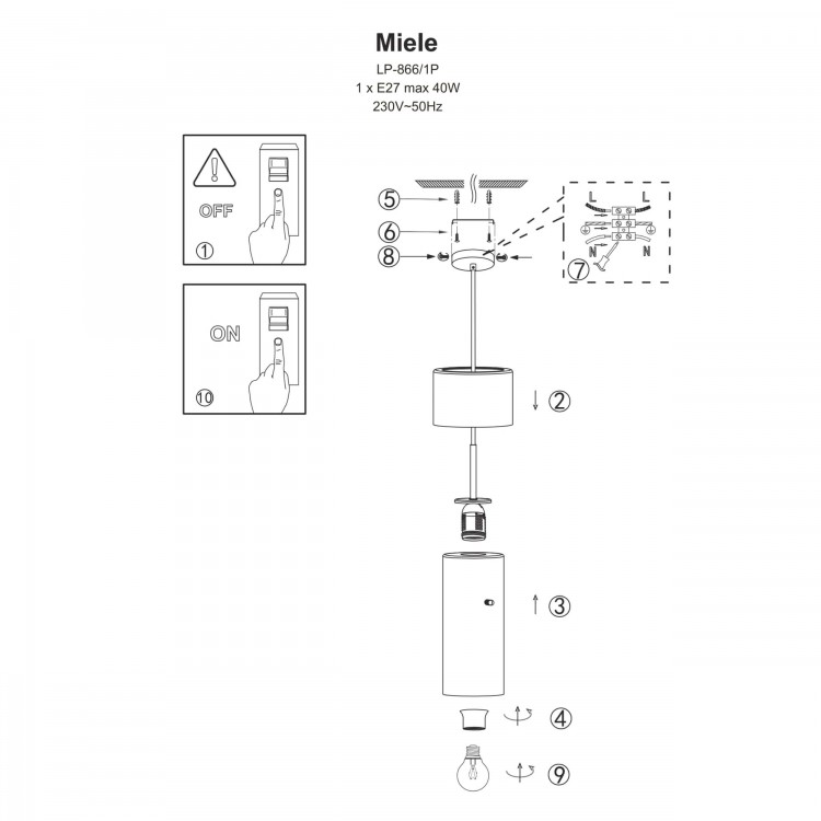 Lampa wisząca Miele dymna 1xE27 - 3194