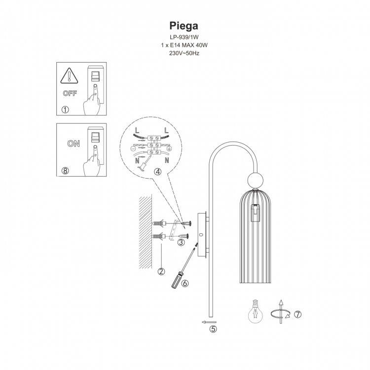 Lampa wisząca Piega 1 smoked 1xE14 - 3204