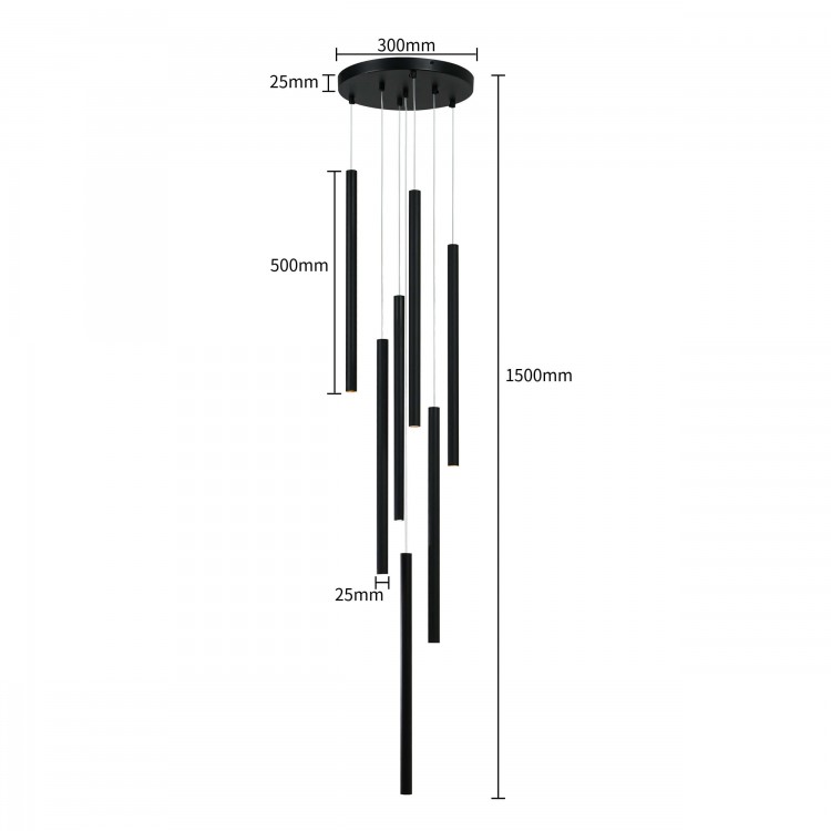 Lampa wisząca Lungo 7 czarna 7xG9 - 3316