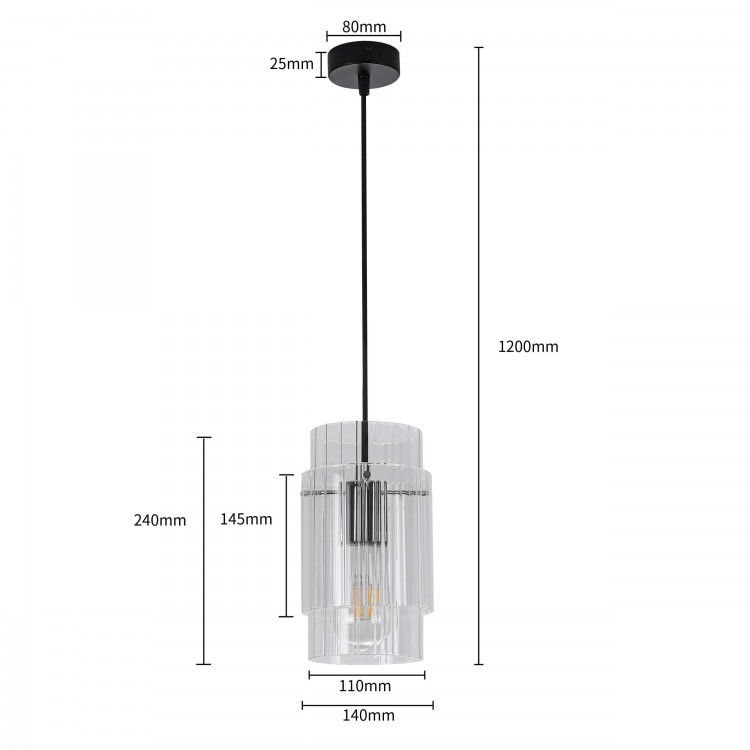 Lampa wisząca Savona czarna 1xE27 - 3428