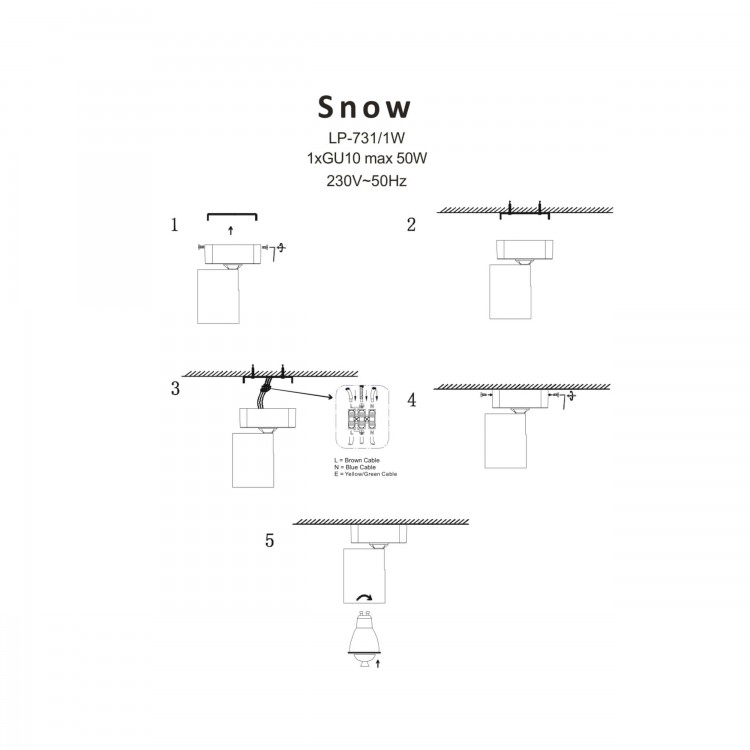 Reflektor Spot Snow 1 złoty 1xGU10 - 3553