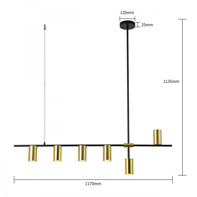 Lampa wisząca Arizona czarno - złota 6xGU10 - 3822