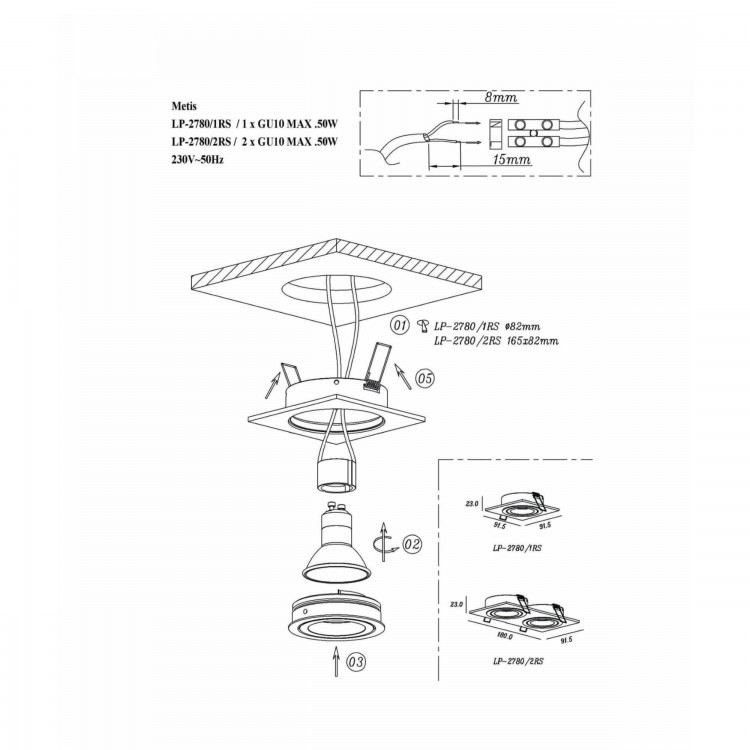 Oprawa podtynkowa Metis biała 1xGU10 - 3921