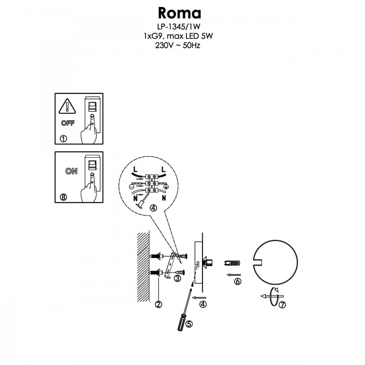 Kinkiet Roma czarny 1xG9 - 4147