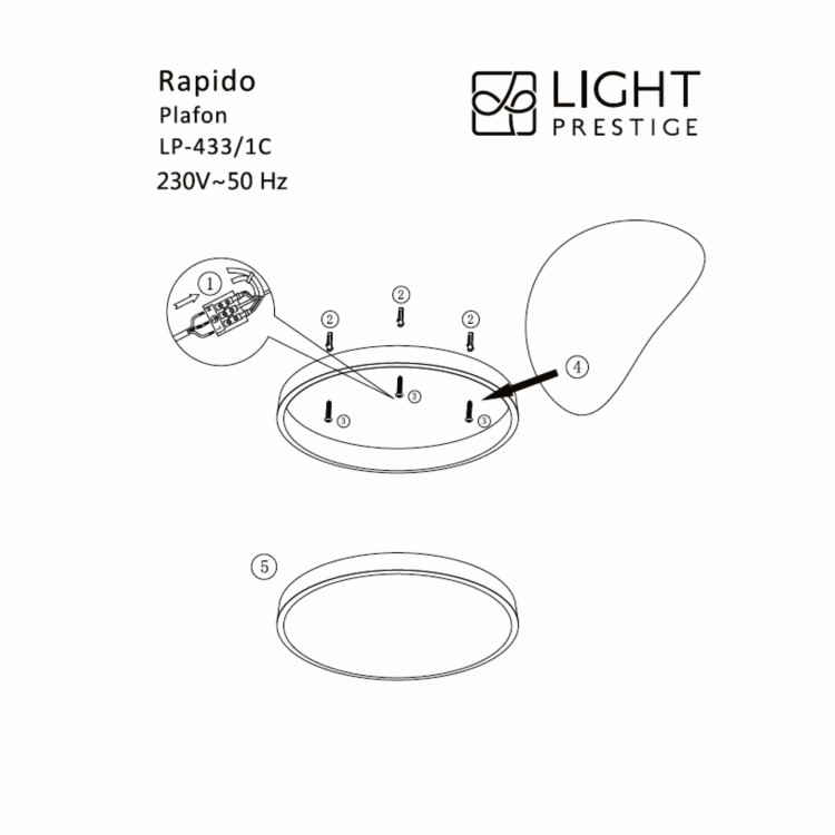 Rapido plafon mały czarny 3000K - 4256