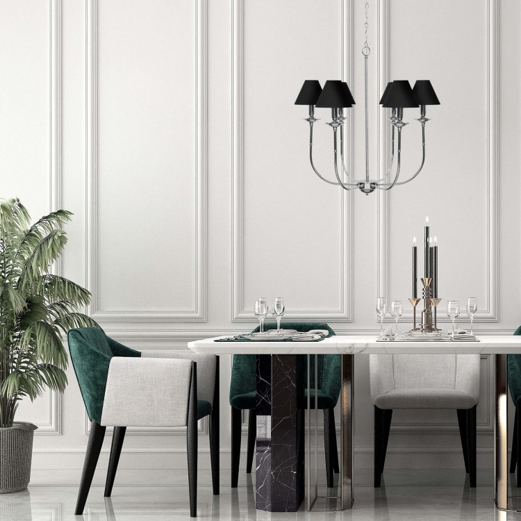 Lampa wisząca Glamour srebrno - czarna 6xE14 - 4333
