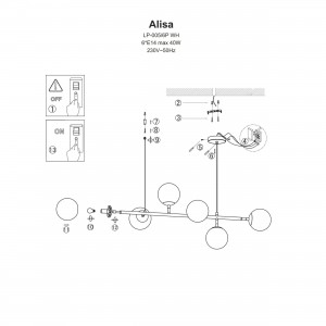 Lampa wisząca Alisa złota 6xE14