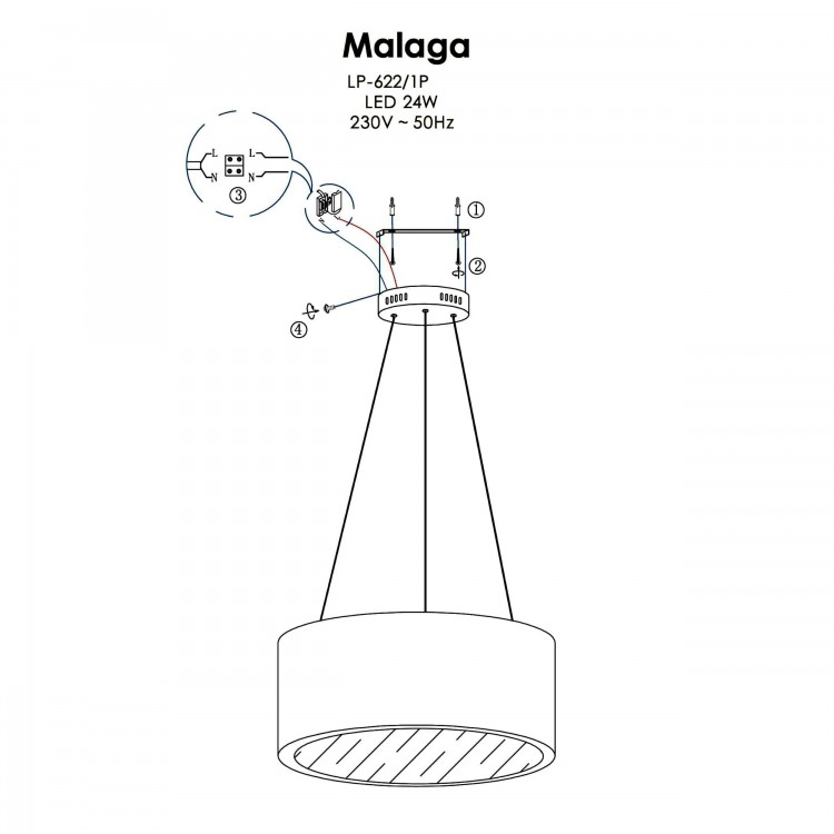 Lampa wisząca Malaga szara LED 3000K - 4405
