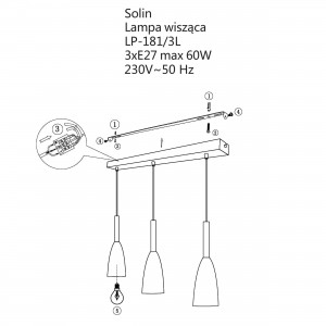 Lampa wisząca Solin 3 czarna 3xE27