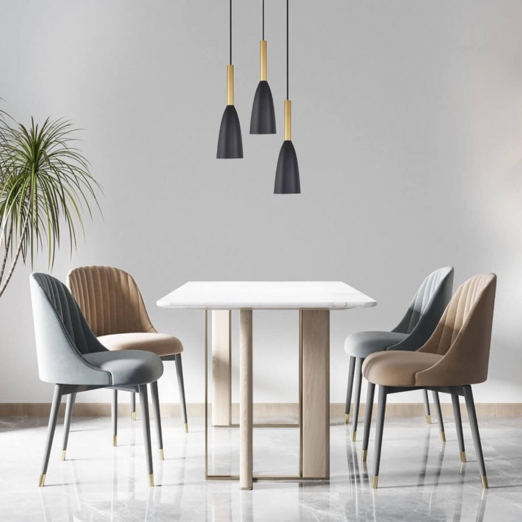 Lampa wisząca Solin 3 czarno-złota 3xE27 - 4445