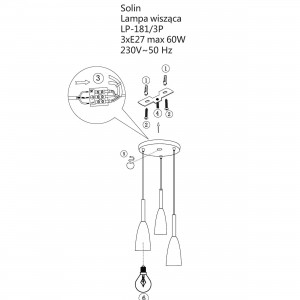 Lampa wisząca Solin 3 czarno-złota 3xE27