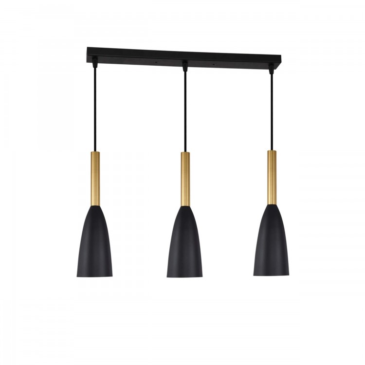 Lampa wisząca Solin 3 czarno-złota 3xE27 - 4454