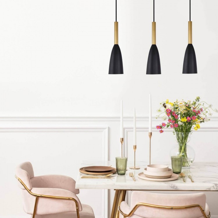 Lampa wisząca Solin 3 czarno-złota 3xE27 - 4455