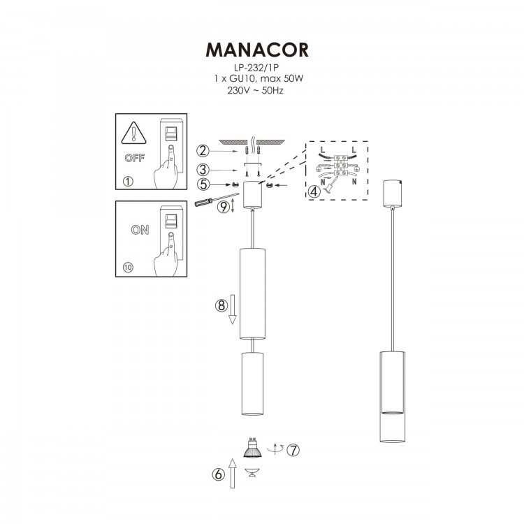 Lampa wisząca Manacor biała 1xGU10 - 4685