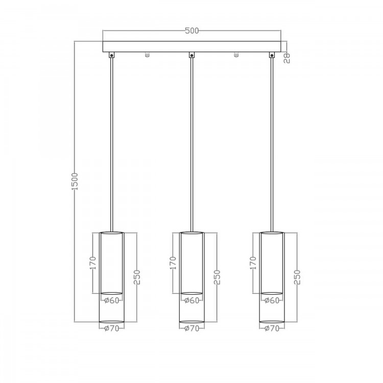 Lampa wisząca Manacor czarna 3xGU10 - 4693
