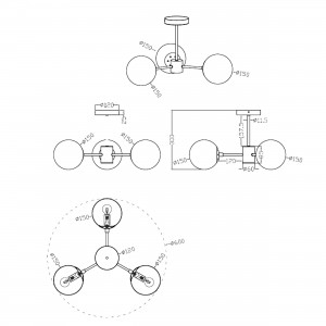 Lampa wisząca Roma 3 czarna 3xE14