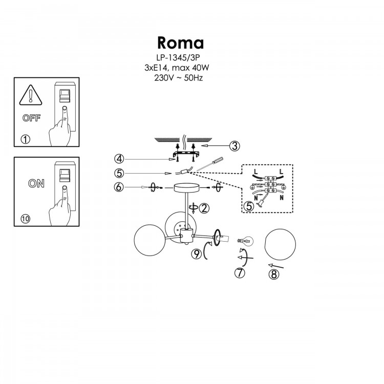 Lampa wisząca Roma 3 czarna 3xE14 - 4722