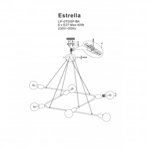 Estrella 6 wisząca czarna