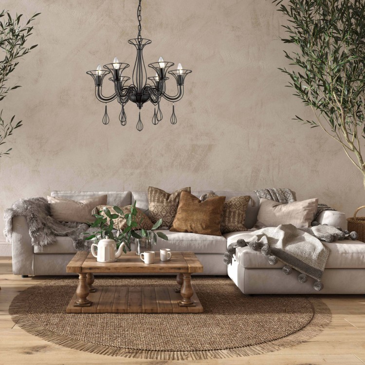 Lampa wisząca Tarragona czarna 6xE14 - 4773