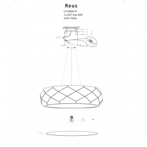 Lampa wisząca Reus różowe złoto 3xE27