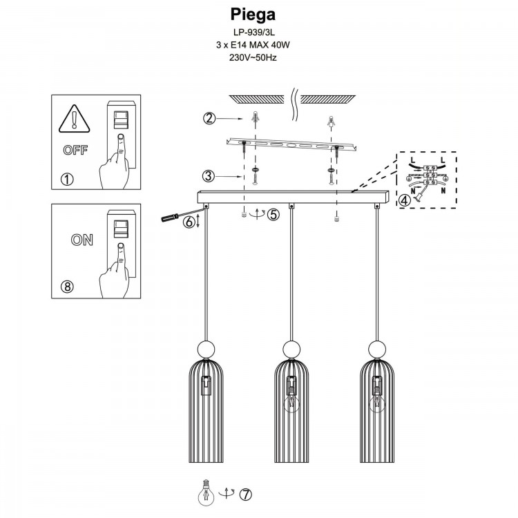 Lampa wisząca Piega 3 amber 3xE14 - 4823