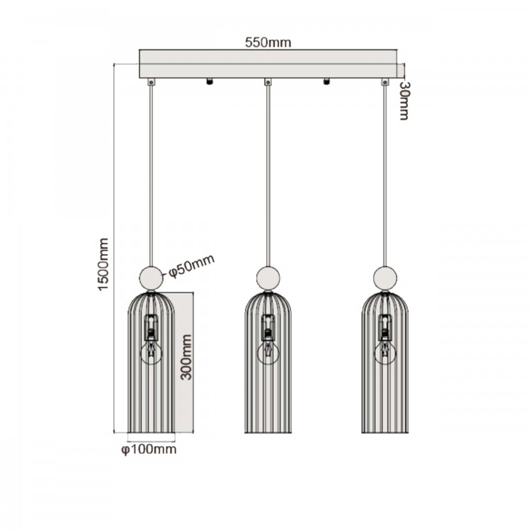 Lampa wisząca Piega 3 amber 3xE14 - 4824