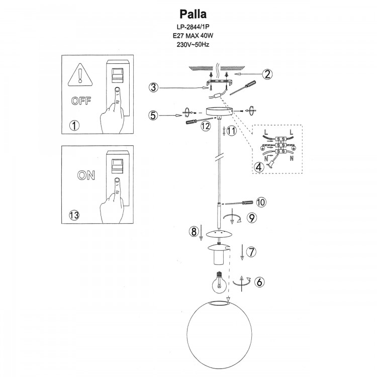 Lampa wisząca Palla miedziana 1xE14 - 4836