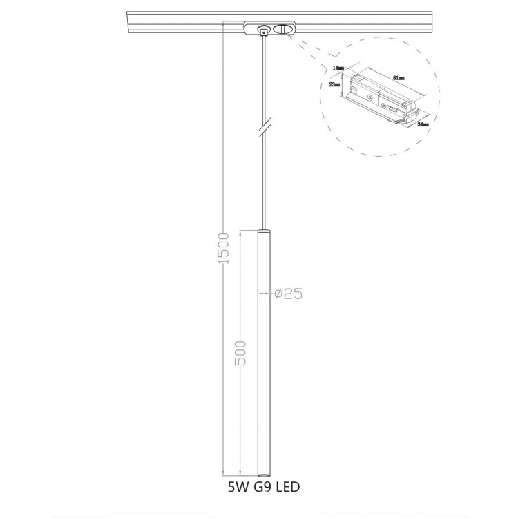 Lampa wisząca do szynoprzewodu Lungo 1 czarna 1F 1xG9 - 4933