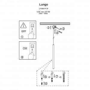 Lampa wisząca do szynoprzewodu Lungo 1 czarna 3F 1xG9