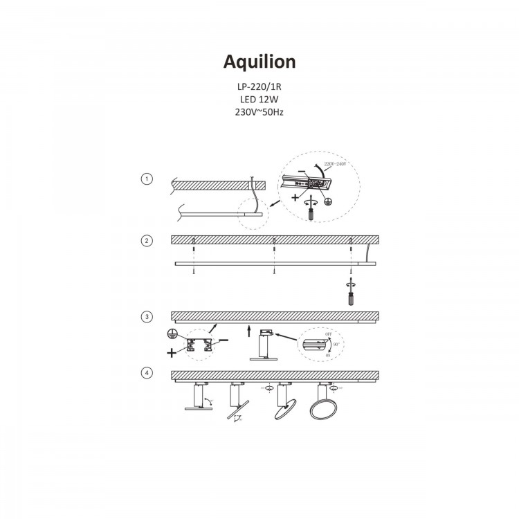 Reflektor do szynoprzewodu Aquilion 1F czarny LED 3000K - 4957