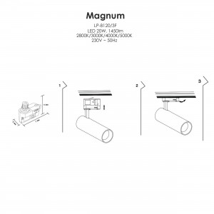 Reflektor do szynoprzewodów Magnum 3F czarny LED CCT
