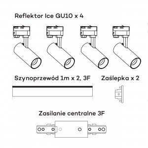 Zestaw oświetlenia szynowego Ice SET 3F biały 4xGU10